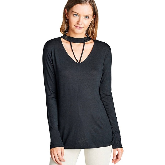 White Lotus Tops - Online Exclusive Black V-Cutout Top